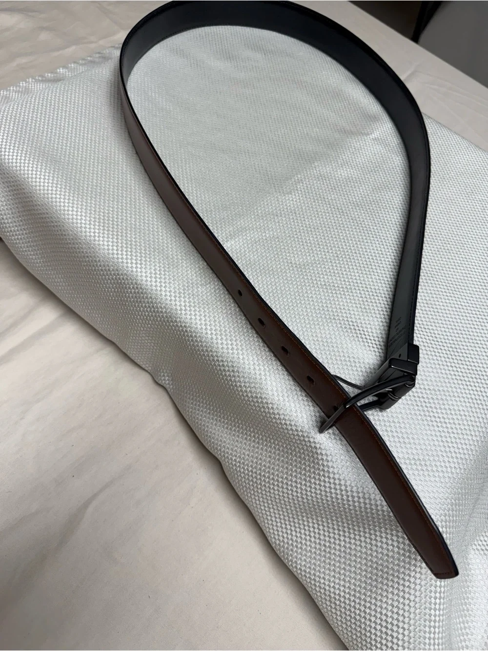 Classic Nike Black Reversible Leather Belt with Brown Interior